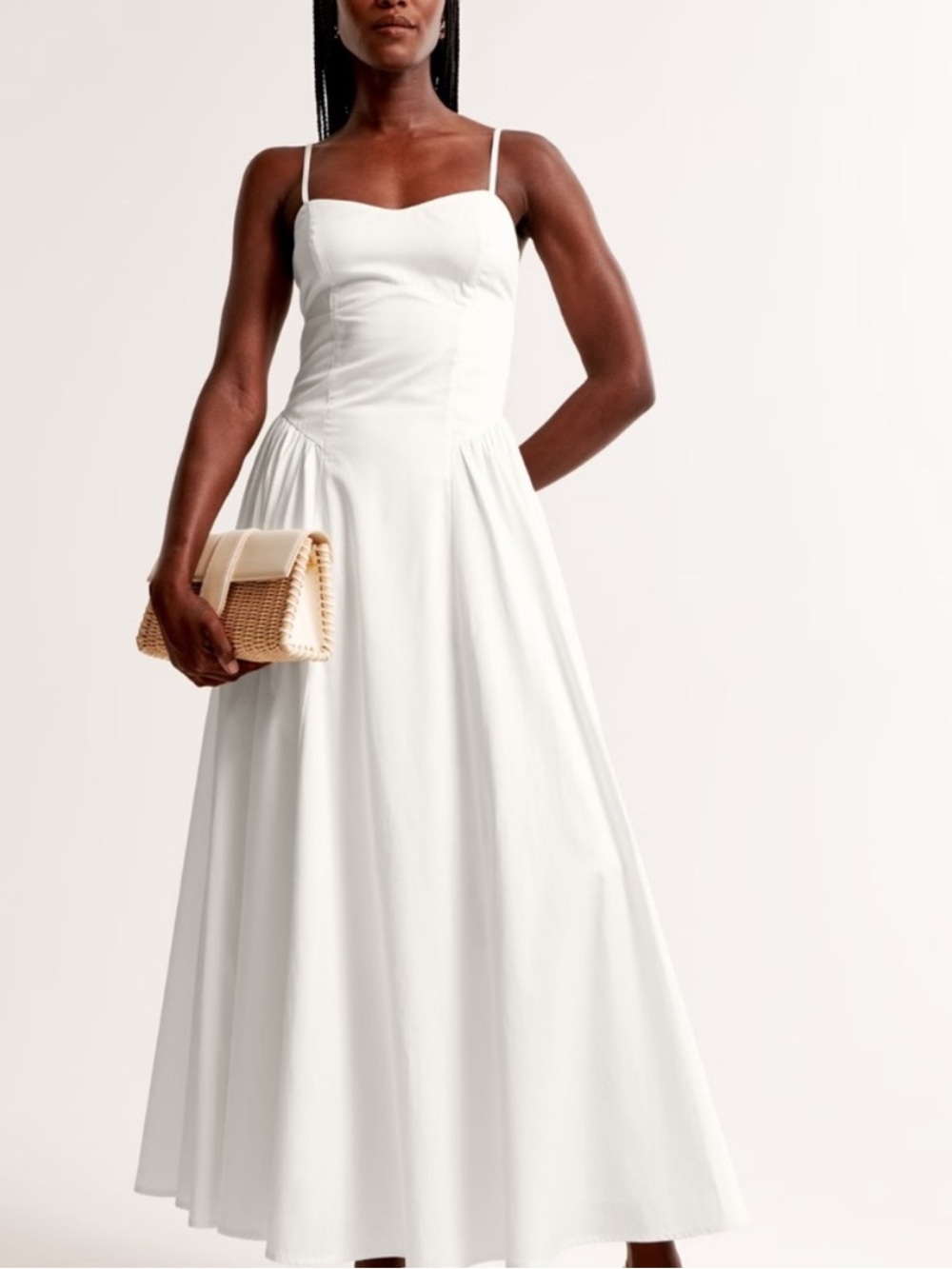 Abercrombie & Fitch White Spaghetti-Strap Maxi Dress